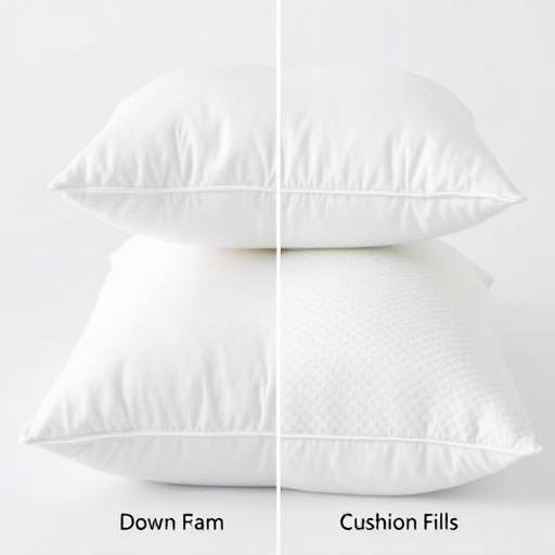 Examples of different cushion fills, including down, foam, and fiber